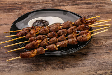 Asian cuisine - chicken hearts skewer