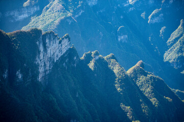 Beautiful landscape of Tianmen mountain national park, Hunan province, Zhangjiajie The Heaven Gate of Tianmen Shan, mountain in china
