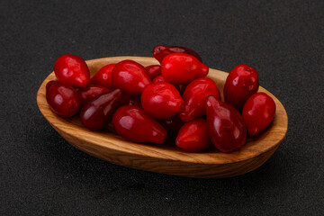 Sweet and ripe cornel berries
