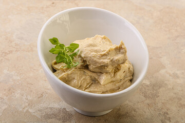 Vegan food - hummus with olive oil