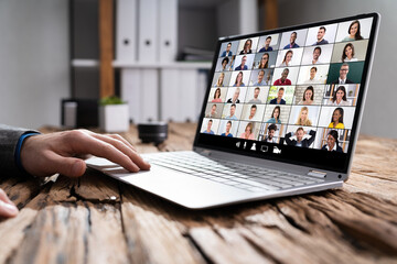 Virtual Online Videoconference Meeting Chat - obrazy, fototapety, plakaty