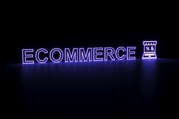 ECOMMERCE neon concept self illumination background 3D illustration