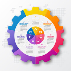 Gear style  infographic template ,Business concept with 7 options,Vector illustration.