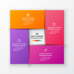 Business infographics template 4 steps with square,Element for design invitations,Vector illustration.