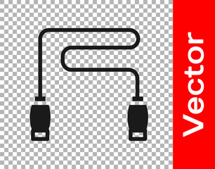 Black Jump rope icon isolated on transparent background. Skipping rope. Sport equipment. Vector.