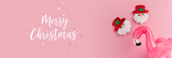 Songkran thailand festival. Summer time, top view, flat lay, pink background. Single banner concept