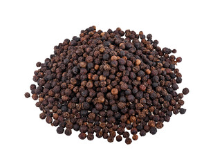 black pepper isolated on white background, top view