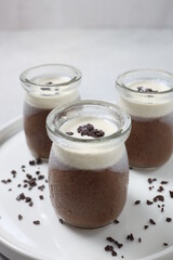 Puding Coklat. Chocolate puddings or jelly are a class of desserts with chocolate flavors