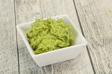 Avocado guacamole sauce with chili pepper