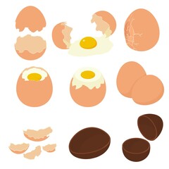 Eggshell icons set. Isometric set of eggshell vector icons for web design isolated on white background