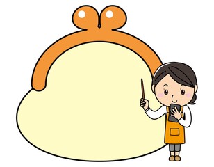 女の子01_02（大きながま口財布の前で説明する女性）