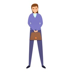 Successful business woman leather suitcase icon. Cartoon of successful business woman leather suitcase vector icon for web design isolated on white background