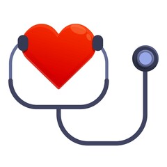 Healthy heart stethoscope icon. Cartoon of healthy heart stethoscope vector icon for web design isolated on white background