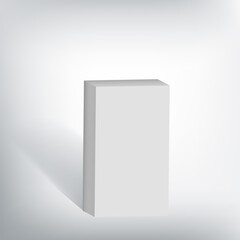 Vertical white box mock up on grayscale background with shadow
