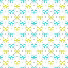 Blue and yellow ribbons seamless pattern background