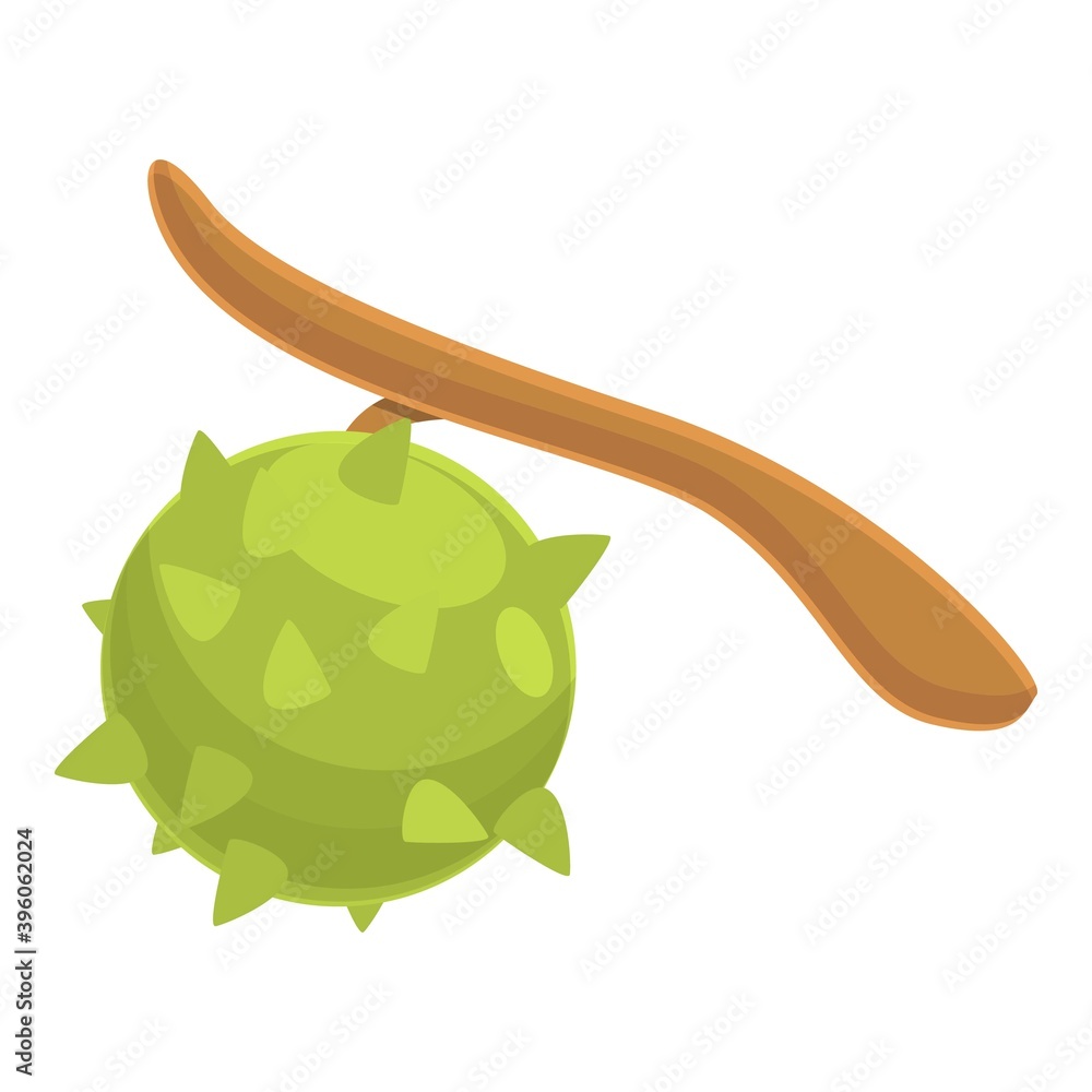 Poster chestnut on branch tree icon. cartoon of chestnut on branch tree vector icon for web design isolated
