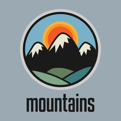 Mountain. Outdoor adventure badge sign or symbol