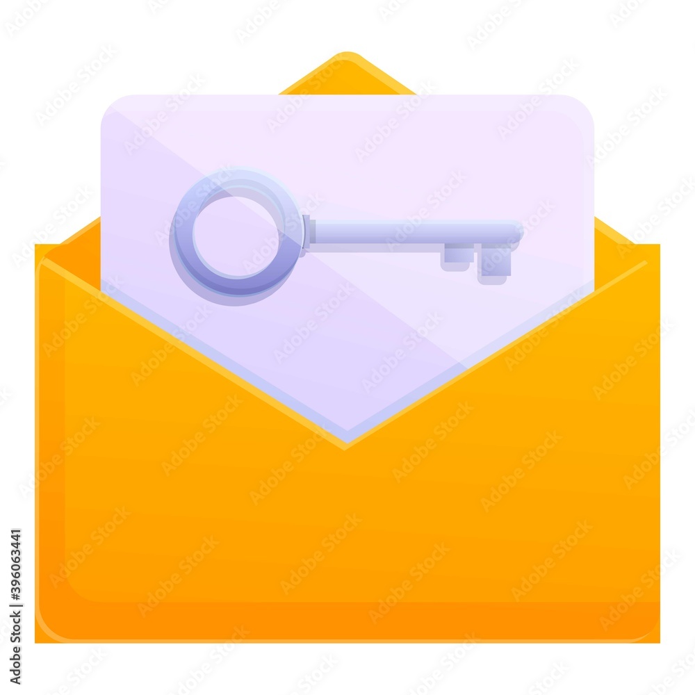 Aufkleber key unlock mail icon. cartoon of key unlock mail vector icon for web design isolated on white backgr