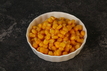 Sweet corn seeds in the bowl