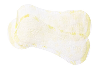 Unpacked female protective pad isolated on white background