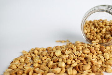 Kacang Bawang or Garlic Peanut, is an Indonesian traditional snack, commonly found in the time of hari raya or eid, made by seasoning peanut with fresh garlic then fried.