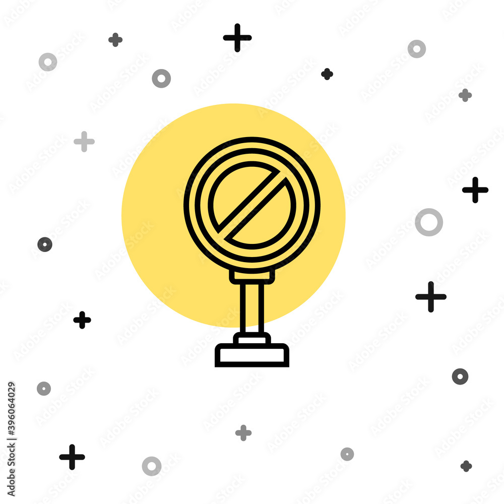 Poster black line stop sign icon isolated on white background. traffic regulatory warning stop symbol. rand