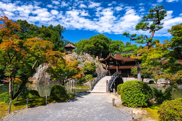 Fototapeta premium 岐阜県多治見市 永保寺 紅葉が色づき始めた庭園