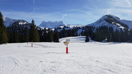 ski resort in the mountains in French alps