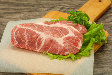 Raw pork meat neck steack