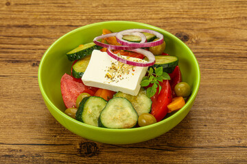 Traditional Greek salad with feta cheese