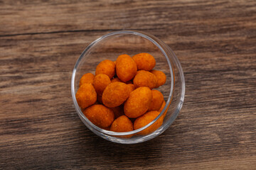 Spicy peanut heap in the bowl