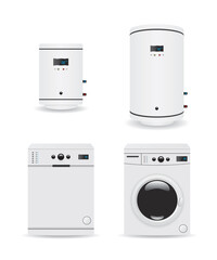 Set of household appliances  boiler and washing machine