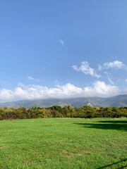 White clouds over the mountains
