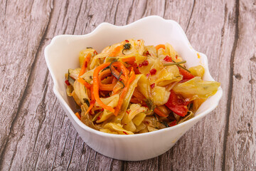 Spicy pickled cabbage with carrot