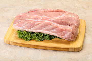 Raw pork loin for cooking