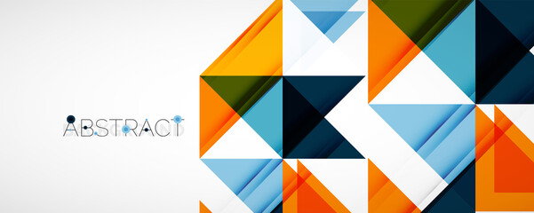 Fototapeta premium Geometric abstract background. Techno color triangle shapes. Vector illustration for covers, banners, flyers and posters and other designs