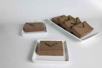 Kue lapis. Indonesian traditional cake with layered soft mung bean flour pudding