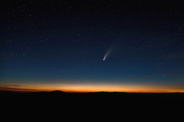 stars comet neowise night mountains sky