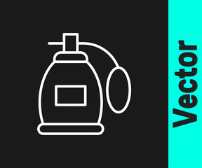 White line Perfume icon isolated on black background. Vector.