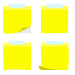 Illustrator vector of yellow blank note paper, note paper template