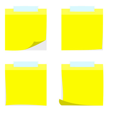 Illustrator vector of yellow blank note paper, note paper template