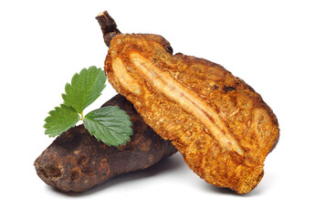 The Chinese medicine Polygonum multiflorum on white background