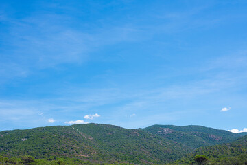 montains trek in corsica French montain blue sky