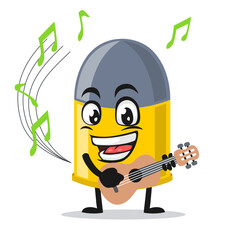 vector illustration of bullet mascot or character playing guitar