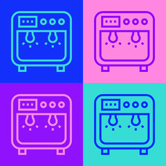 Pop art line Biosafety box icon isolated on color background. Vector.