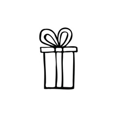 Single vector doodle element isolated on white background. Gift