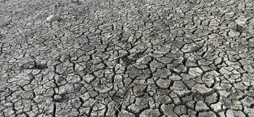 Dry soil in rivers and canals