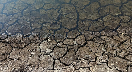 Dry soil in rivers and canals