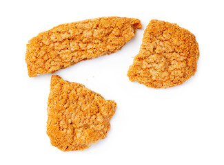 Heap of oat cookies isolated on white background