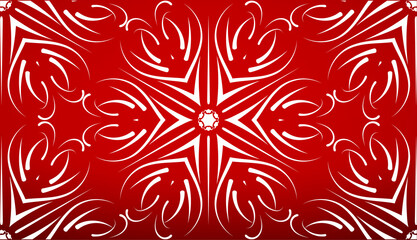 Fototapeta premium Abstract Geometric Background Texture, Geometric Shape Pattern Mandala on Red Background. Decorative Element For Design. Seamless Repeat Pattern. Christmas Snowflakes. Happy New Year. Vector EPS 10